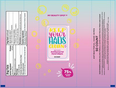 Label Image (Keep You Hands Clean Antibacterial Hand Wipe Berry Scented 50 60 Pcs 75 Vv)